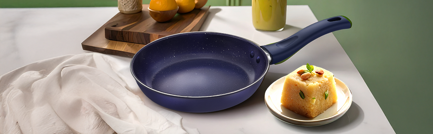 Sooji Halwa in Prestige Omega Build Non-Stick Tawa (PRSS-25cm)